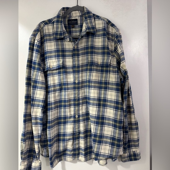 Lucky Brand Other - Lucky Brand Men's Blue and Cream Plaid Shirt